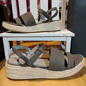 Life Stride Gray Strappy Espadrille Sandals